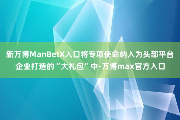 新万博ManBetX入口将专项使命纳入为头部平台企业打造的“大礼包”中-万博max官方入口